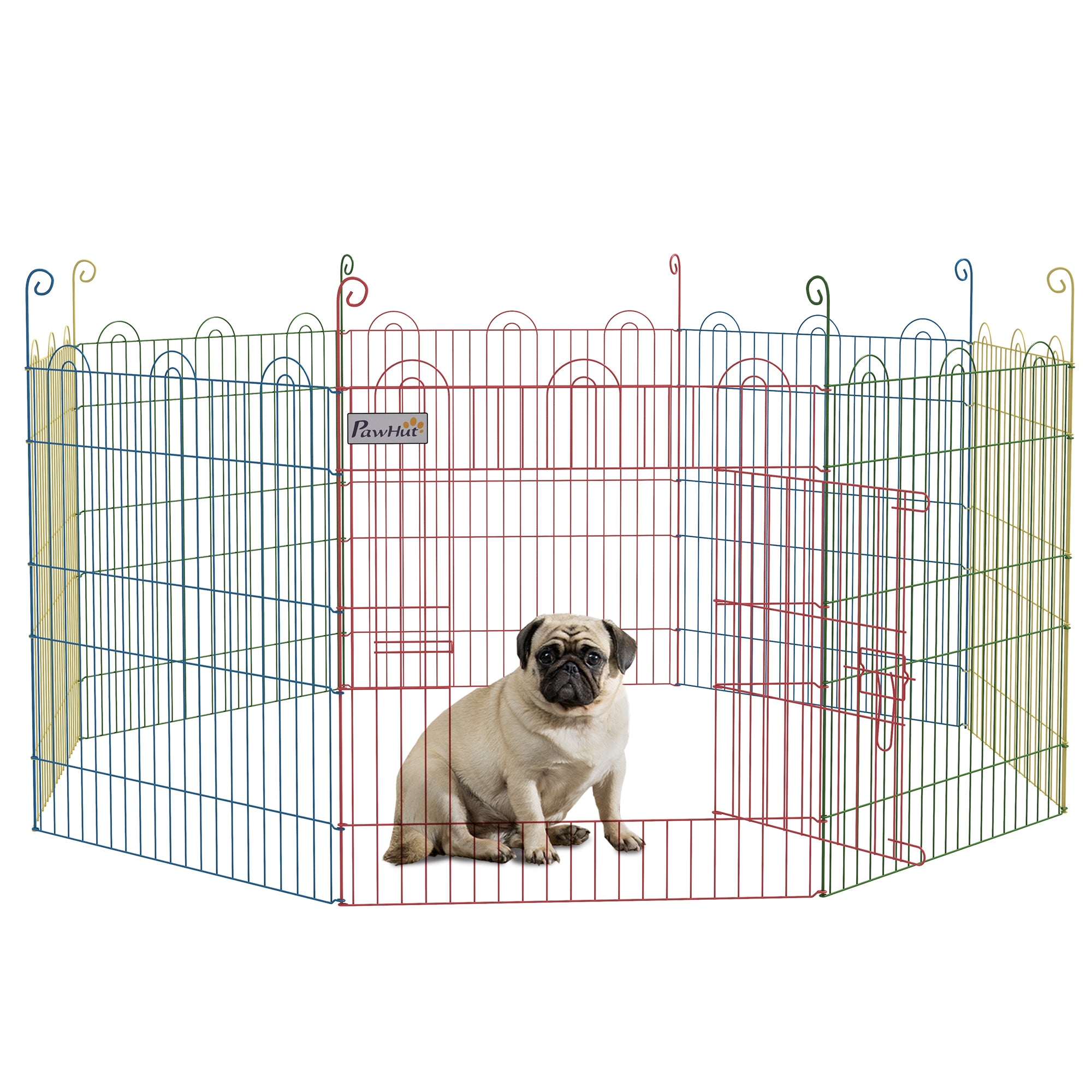 Pet Playpen, Puppy Pen Crate Kennel Exercise Fence W/ Door, Indoors and Outdoors