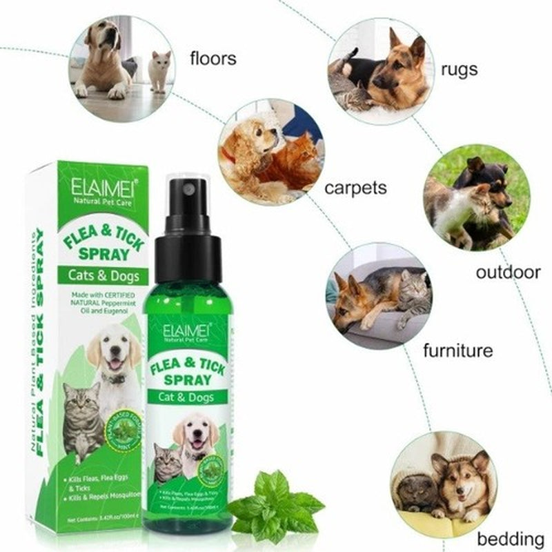 Flea & Tick Spray for Dogs & Cats 100Ml for Dry, Itchy & Irritated Skin -Natural