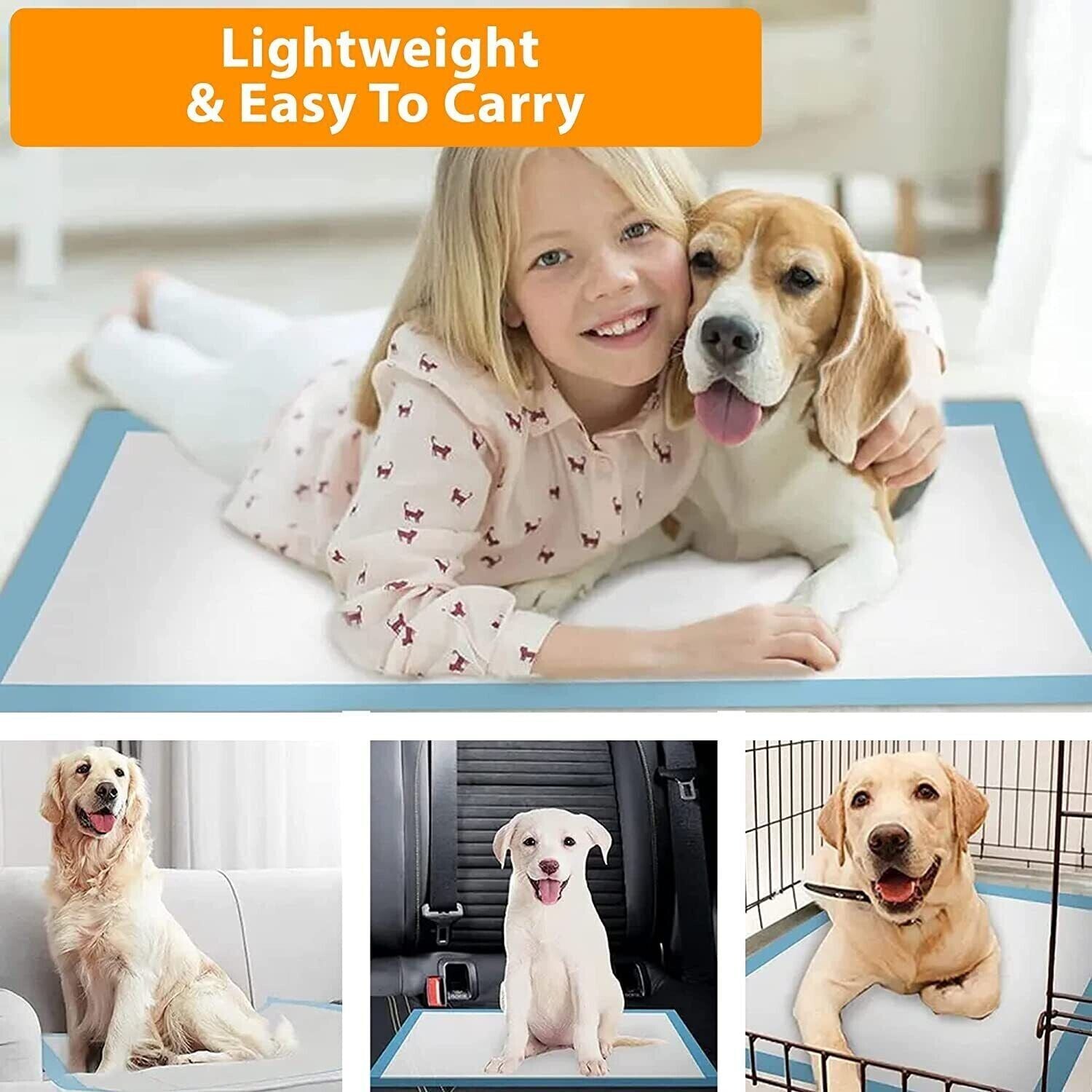 100 LARGE PUPPY TRAINING TRAINER PADS TOILET PEE WEE POO DOG CAT MATS 60 X 60Cm