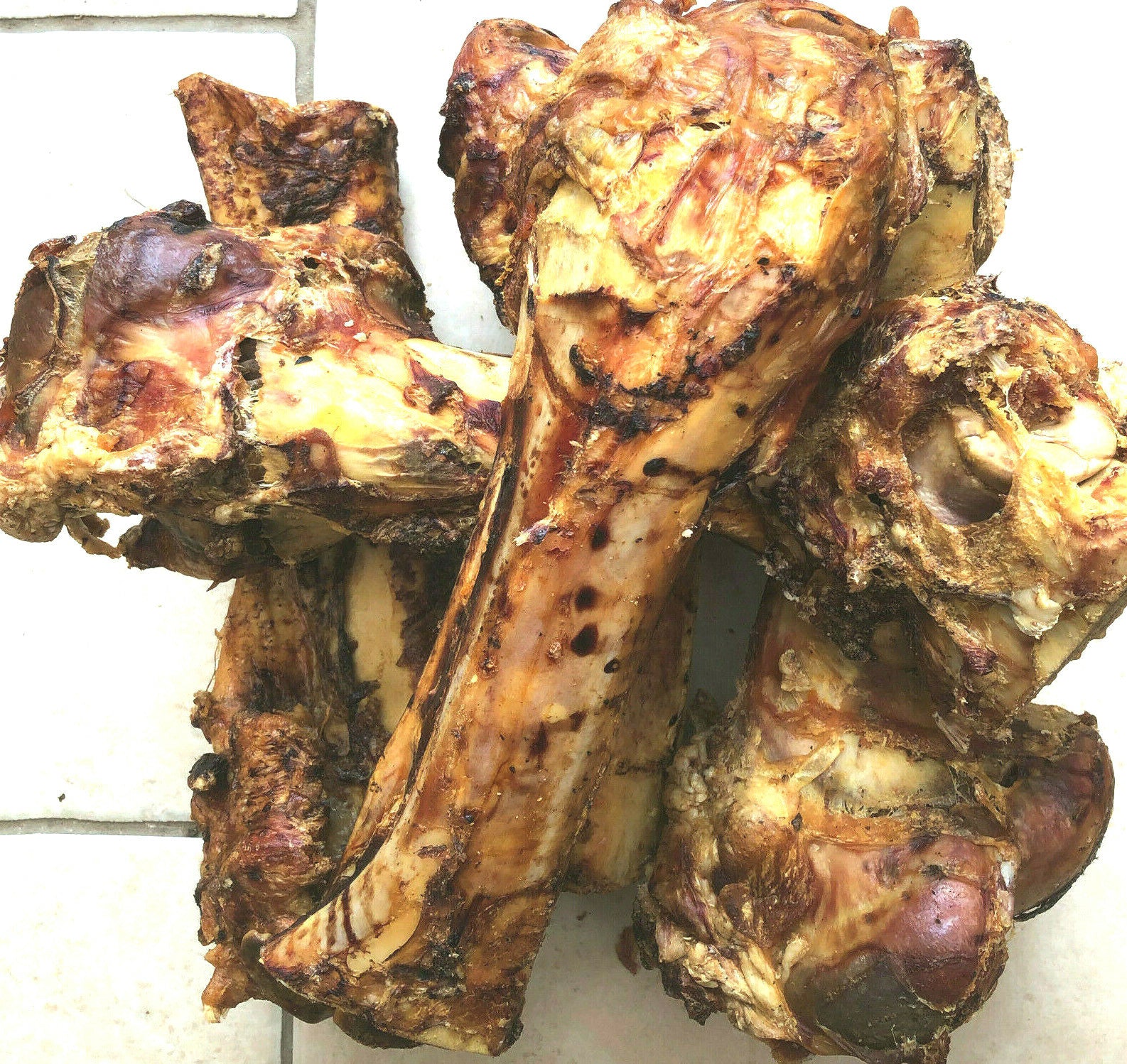 ROASTED WHOLE BONES : 2, 3 or 10 Large Roast Dog Treat Bp Dinosaur Postmans Legs