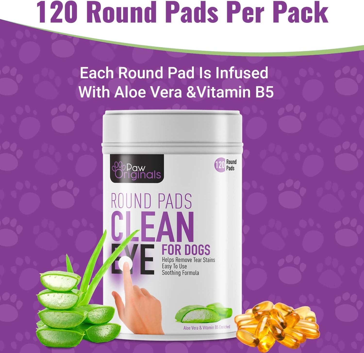 Dog Eye Cleaner Wipes - Remove Tear Stains, Gunk & Eye Discharge | Infused with Aloe Vera & Vitamin B5 | 120 Eye Cleaning Wipes for Easy Cleaning of Dogs, Cats & Pets Eyes | UK BRAND