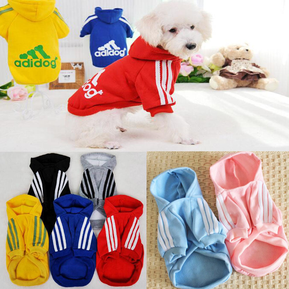 Pet Dog Clothes Winter Casual Adidog Warm Hoodie Coat Jacket Clothing XS~9XL UK