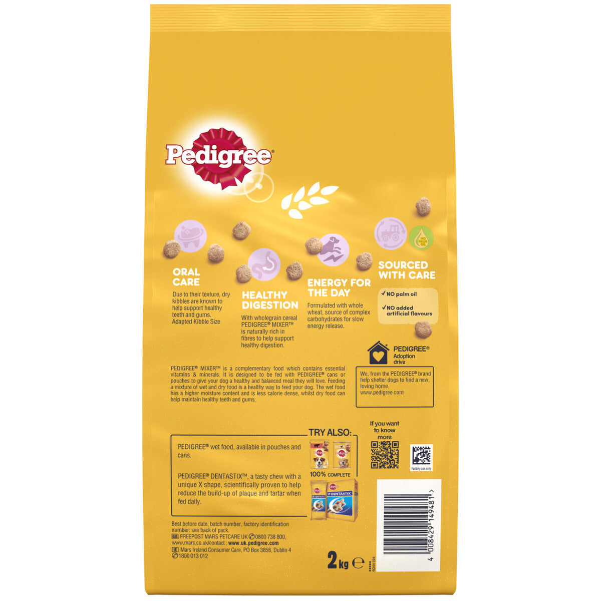 2KG PEDIGREE SMALL BITE MIXER X1 X2, X6 : Wholegrain Dry Dog Kibble Pet Food Mix