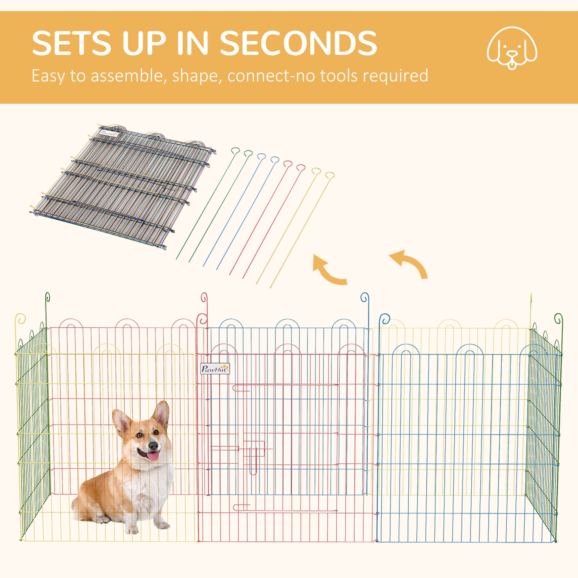 Pet Playpen, Puppy Pen Crate Kennel Exercise Fence W/ Door, Indoors and Outdoors