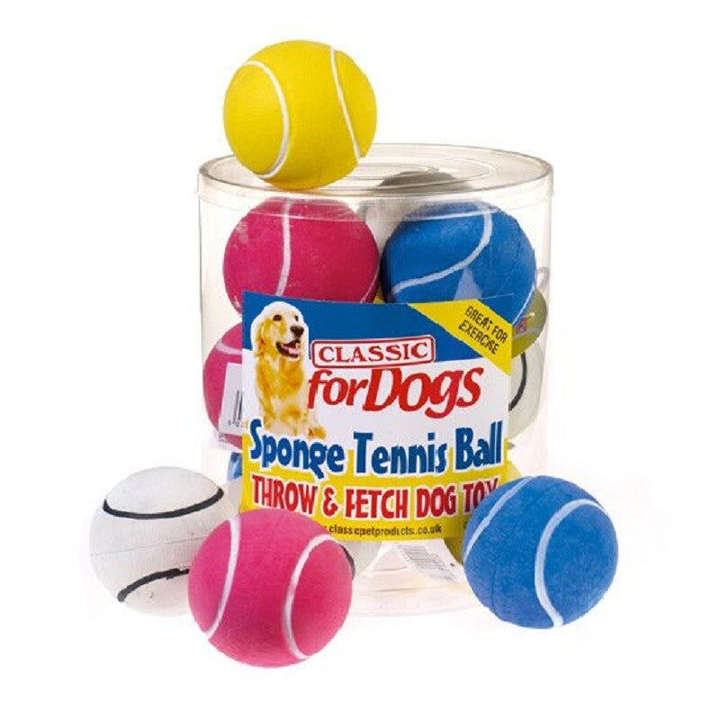 200MM CLASSIC SPONGE TENNIS BALL X2, X4 or X12 : Dog Rubber Throw Fetch Bp Balls