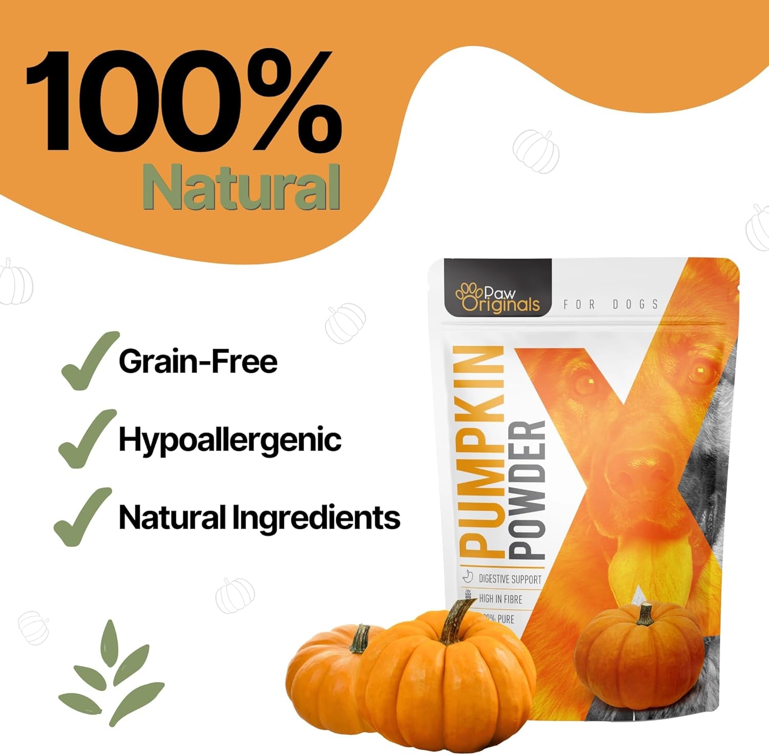 Pumpkin X by  – 100% Pure Pumpkin Powder for Dogs 250G | Natural Digestive Supplement & High Fibre Topper | Firm Stools, Gut Health, Anal Gland Support, Make into Puree