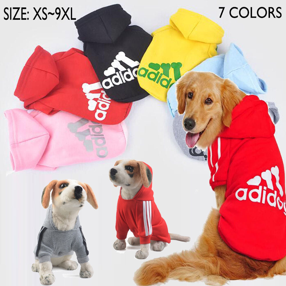 Pet Dog Clothes Winter Casual Adidog Warm Hoodie Coat Jacket Clothing XS~9XL UK