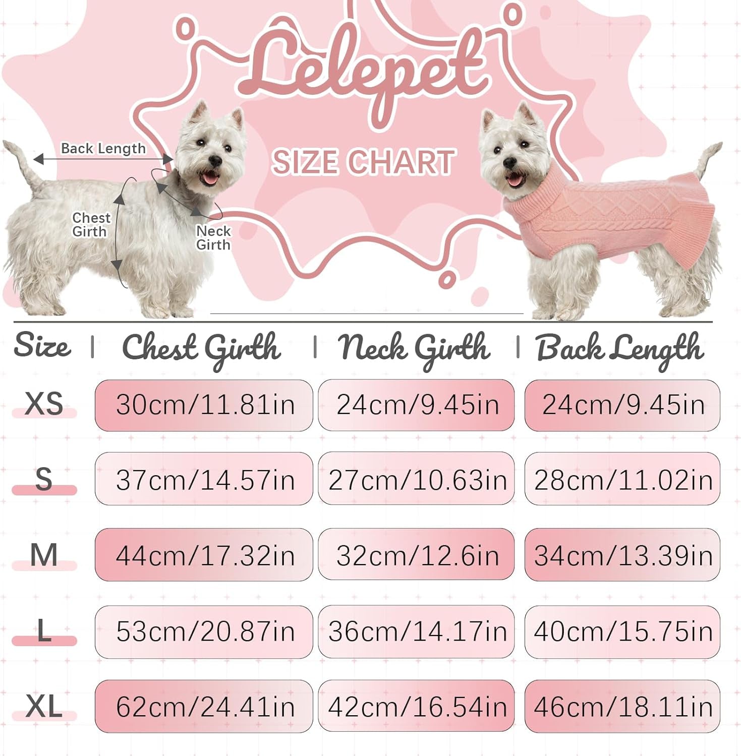 Large Dog Sweater Dress, Puppy Jumper Dog Sweaters for Girls Turtleneck Warm Knitwear Fall Dog Pullover Dress Knit Sweaters for Large Dogs Vest Pet Sweater, Dachshund, Shih Tzu, Pink, L