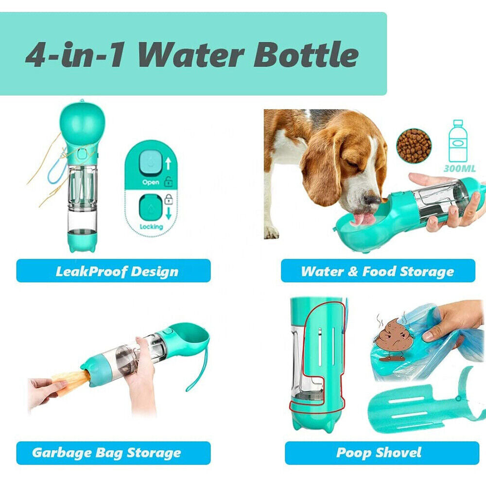 Pet Dog Water Bottle Travel Portable Drinking Water Dispenser with Poo Bags UK