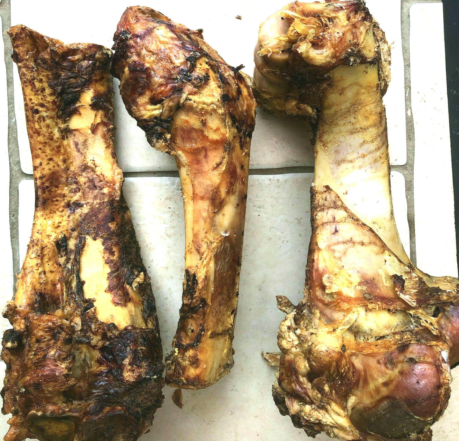 ROASTED WHOLE BONES : 2, 3 or 10 Large Roast Dog Treat Bp Dinosaur Postmans Legs