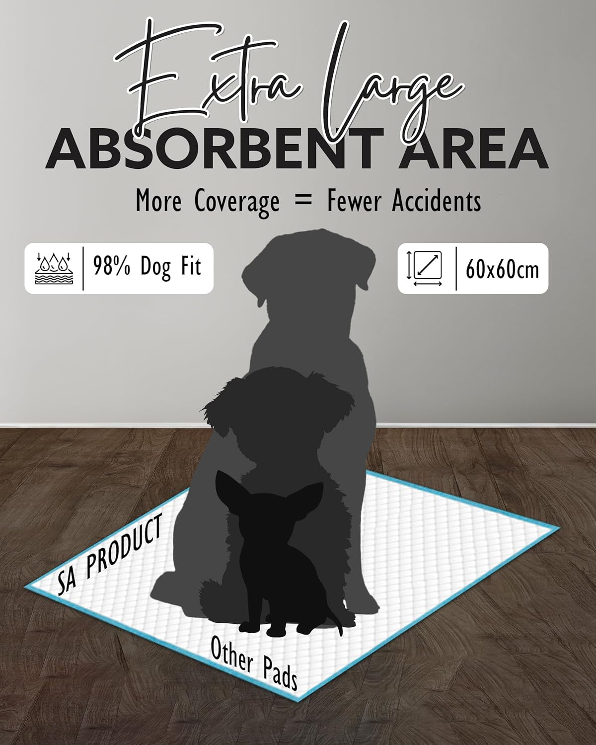 Puppy Pads 50 Pack, Super Absorbent Large Training Pads, Leak-Proof Heavy Duty Dog Pads, Puppy Training Pads (56 X 56Cm)