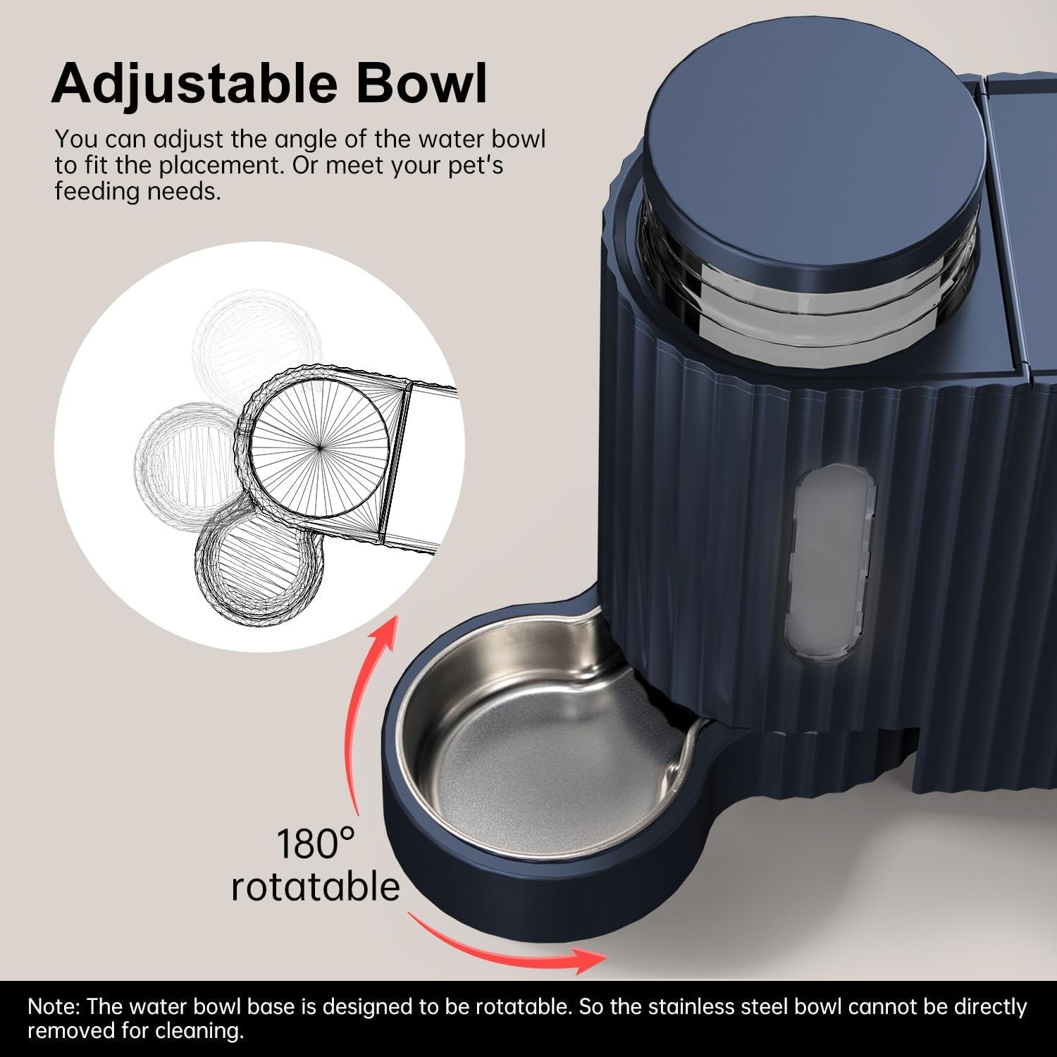 2 in 1 Automatic Cat Feeder and Water Dispenser 3L*2, Cat Bowls with Stainless Steel Bowl, Gravity Dog Water Dispenser, 100% Bpa-Free, No Electricity Required, Dark Blue