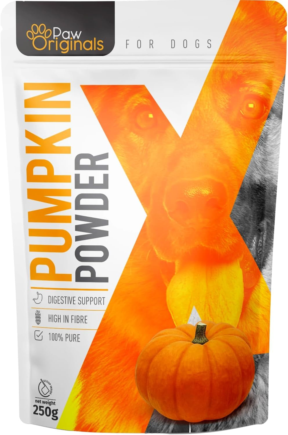 Pumpkin X by  – 100% Pure Pumpkin Powder for Dogs 250G | Natural Digestive Supplement & High Fibre Topper | Firm Stools, Gut Health, Anal Gland Support, Make into Puree