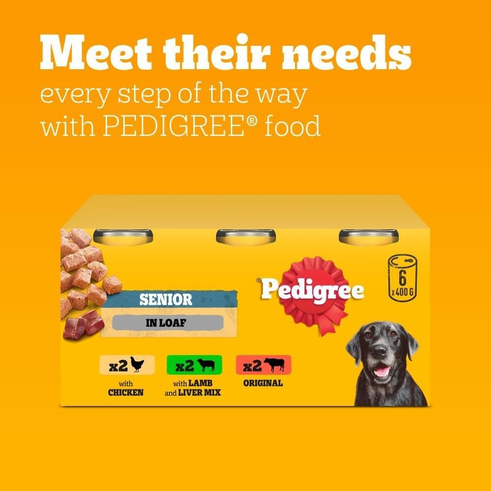 Pedigree - Wet Dog Food - for Senior Dogs - Mixed Selection in Loaf - 6 X 400 G