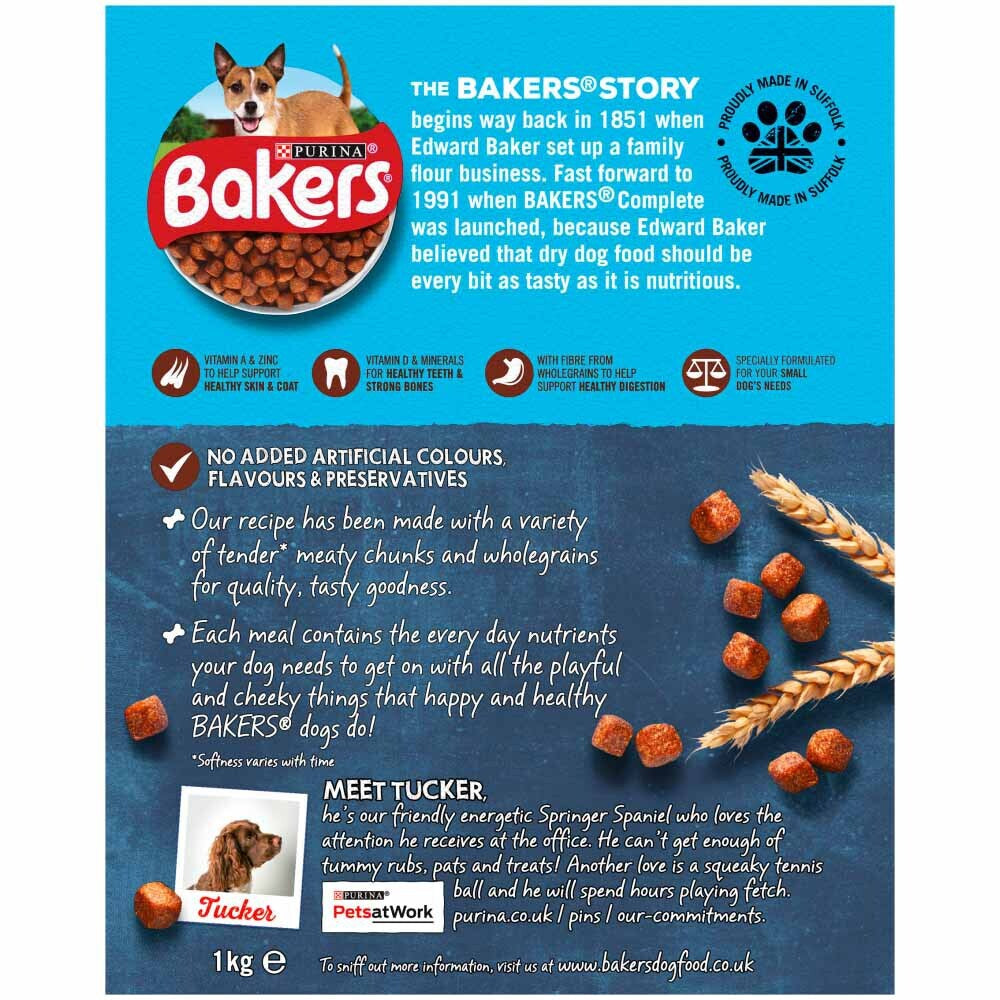 MEATY MEALS SMALL DOG - (1Kg) - Bakers Beef Adult Food Moist Chunks Pet Feed