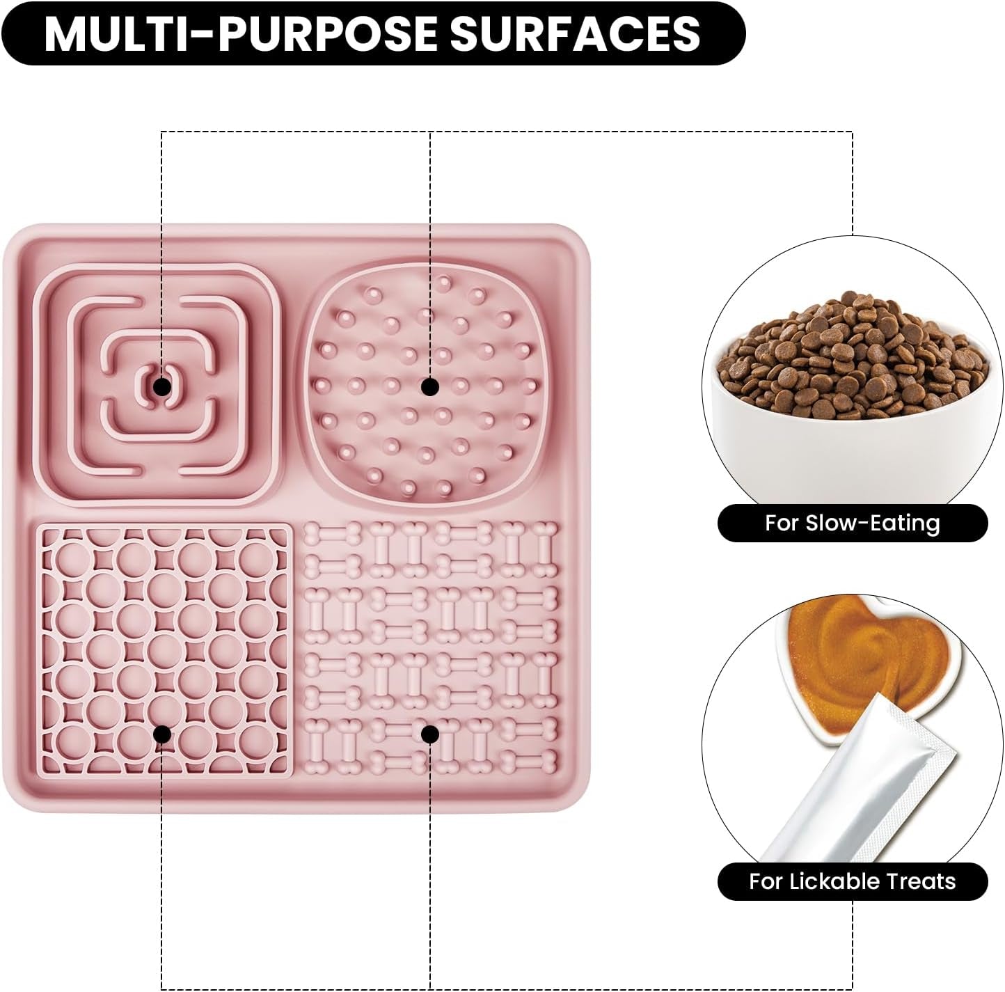 Generic Pet Licking Mat, 8In Dog Slow Food Placemat with Scraper, Anti-Slip Design, Relieves Boredom & Anxiety, Suitable for Dry & Wet Food