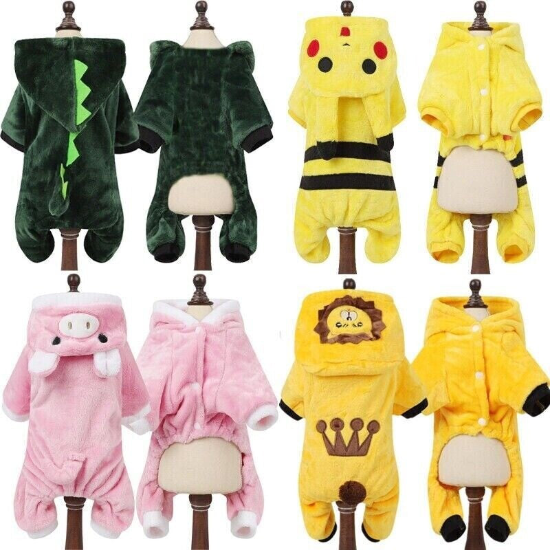 Pet Dog Soft Fleece Jumpsuit Small Dog Hoodies Puppy Warmer Coat Outfits Costume