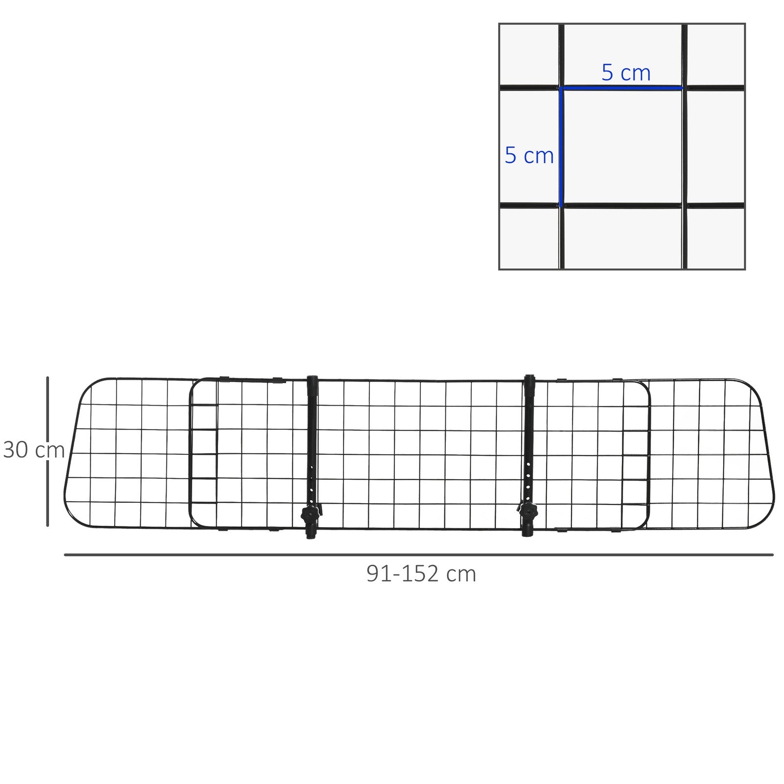 Pawhut Heavy Duty Pet Dog Car Barrier Adjustable Ventilated Mesh Wire Guard
