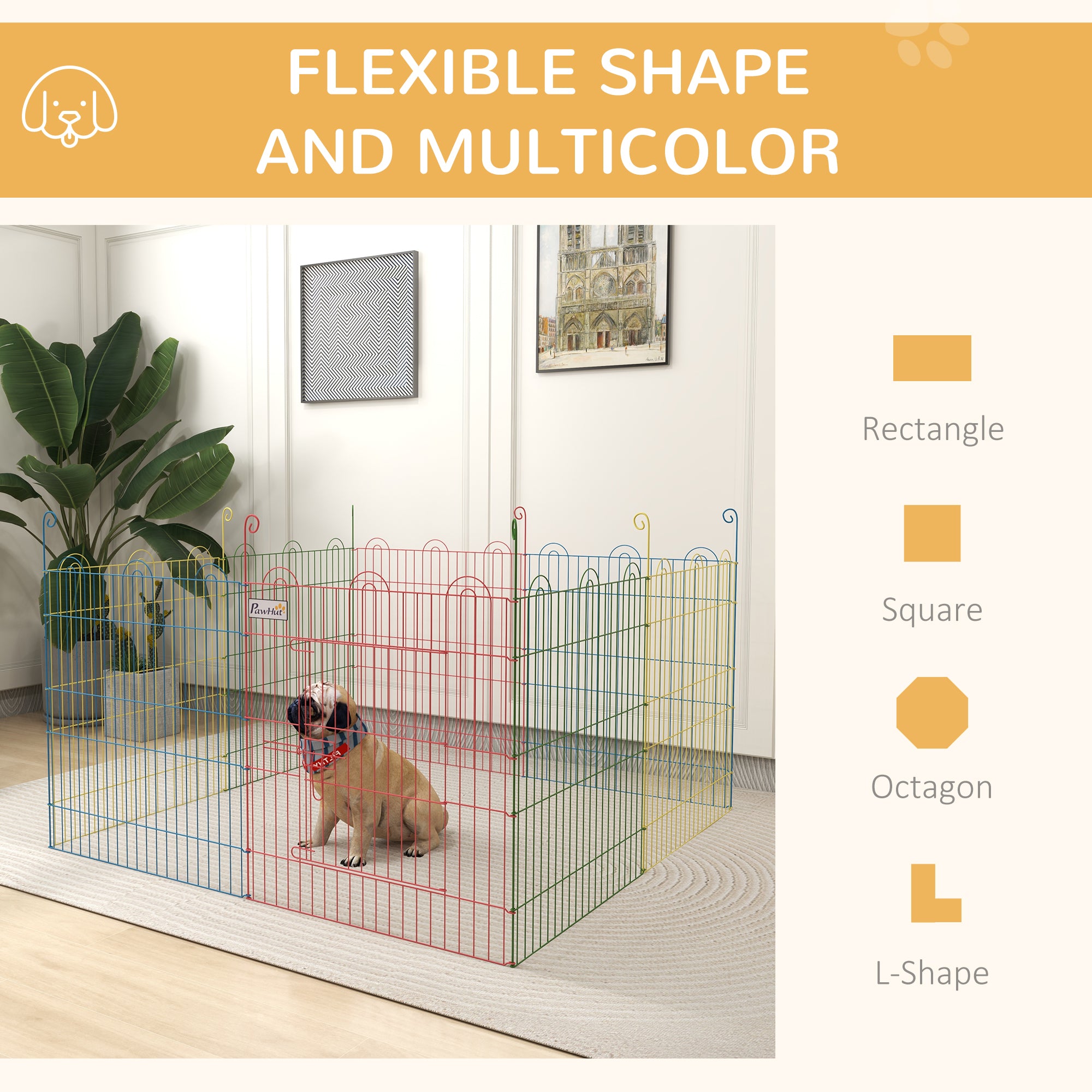 Pet Playpen, Puppy Pen Crate Kennel Exercise Fence W/ Door, Indoors and Outdoors