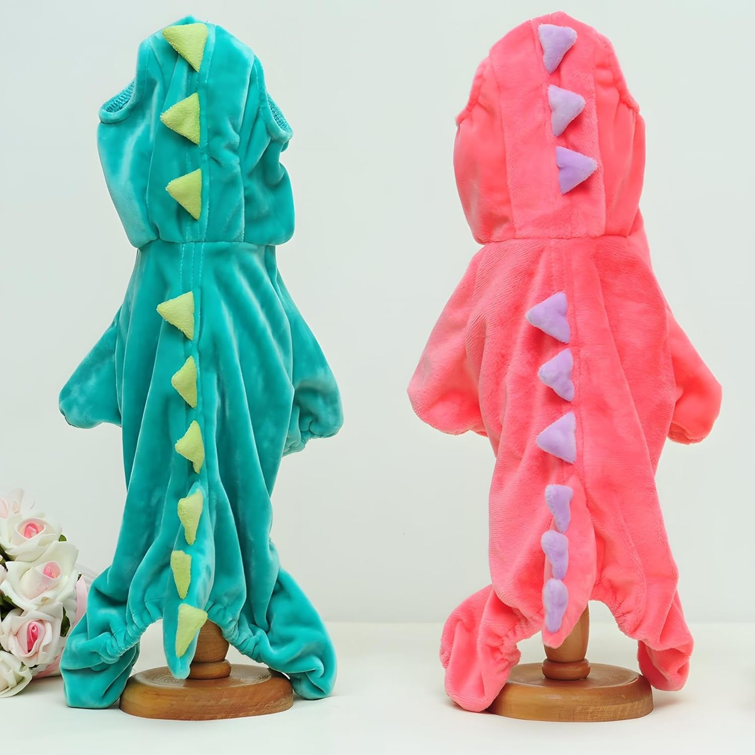Dinosaur Dog Halloween Costume Pet Dino Hoodie for Small & Medium Dogs(Pink,2Xl)