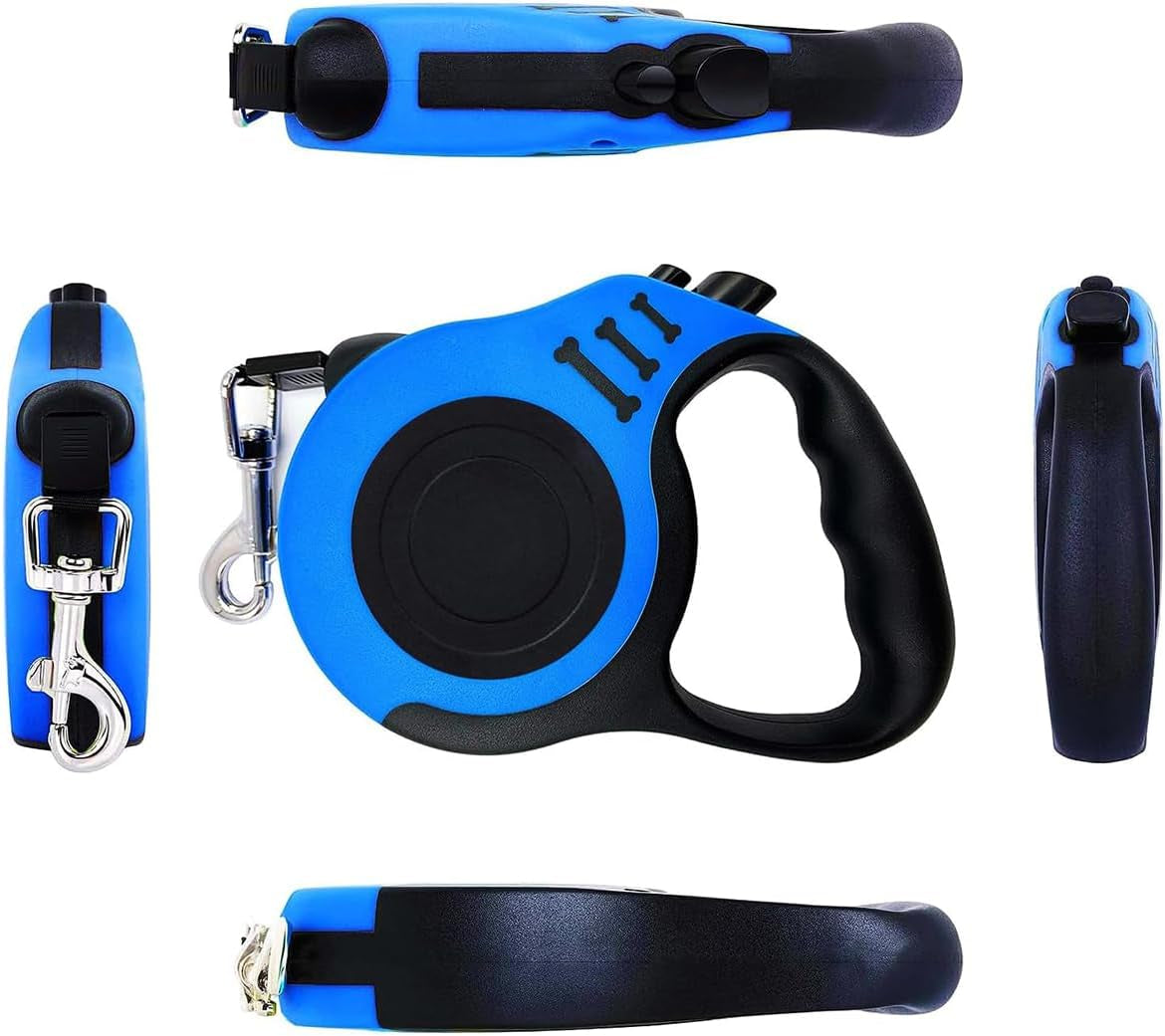 Automatic Retractable Dog Leash 16.5 Ft, anti Slip Handle, Durable Nylon with One-Button Control, Great for Outdoor Walks or Travel with Small and Medium Pets,Blue