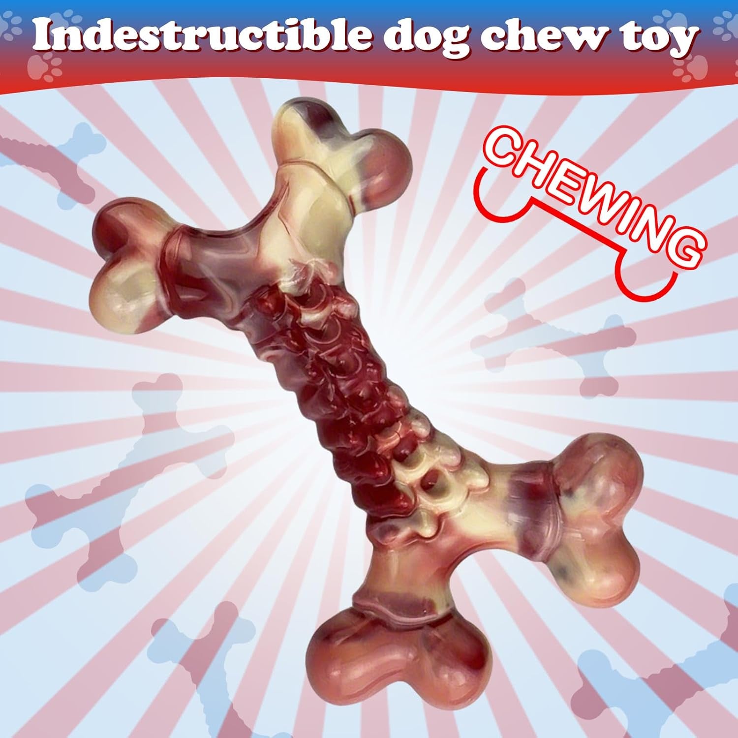 Dog Toys for Aggressive Chewers,Indestructible Dog Toy,Dog Chew Toys,Durable Chew Toy,Rice Bone Shape,Beef Flavor,Pork Belly Color