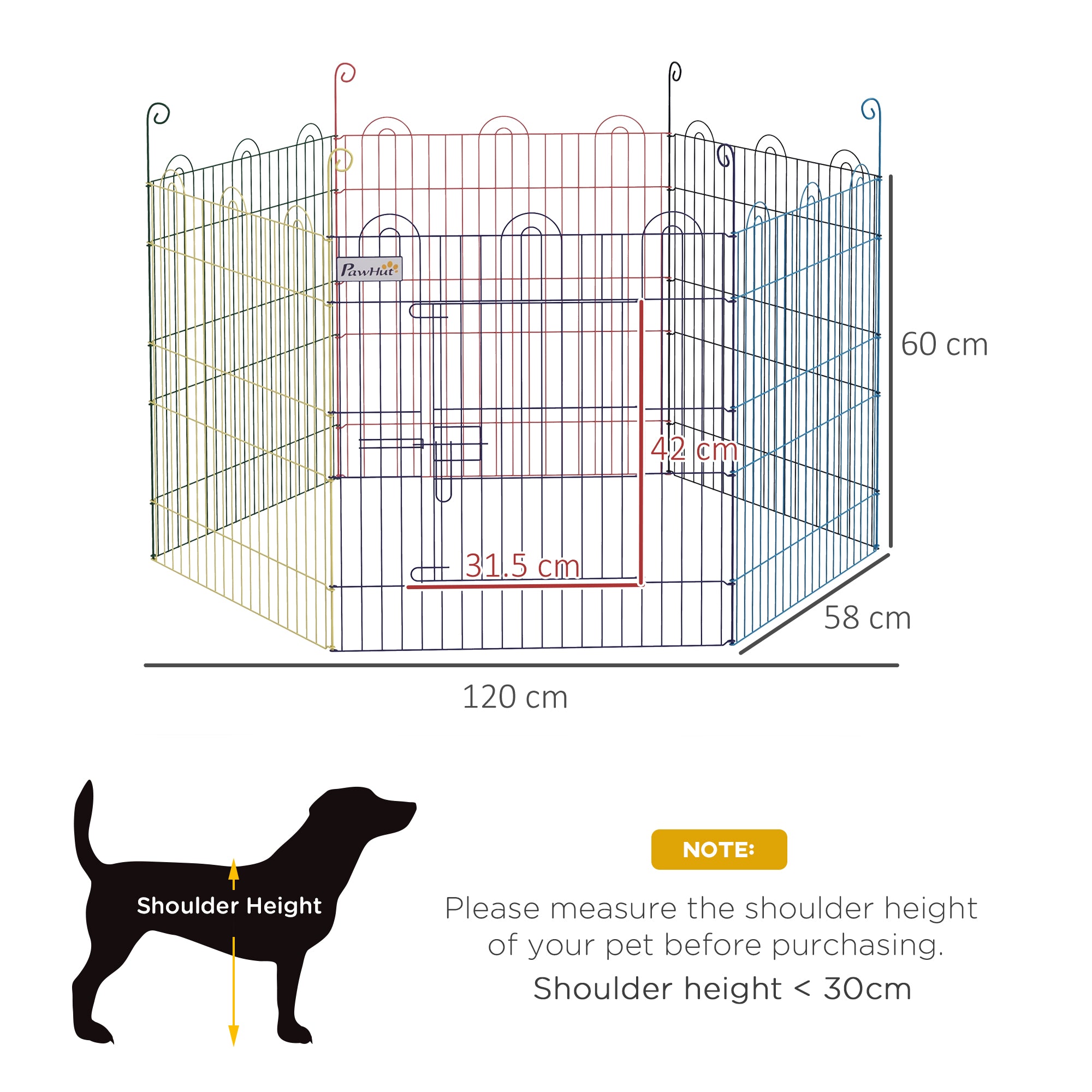 Pet Playpen, Puppy Pen Crate Kennel Exercise Fence W/ Door, Indoors and Outdoors