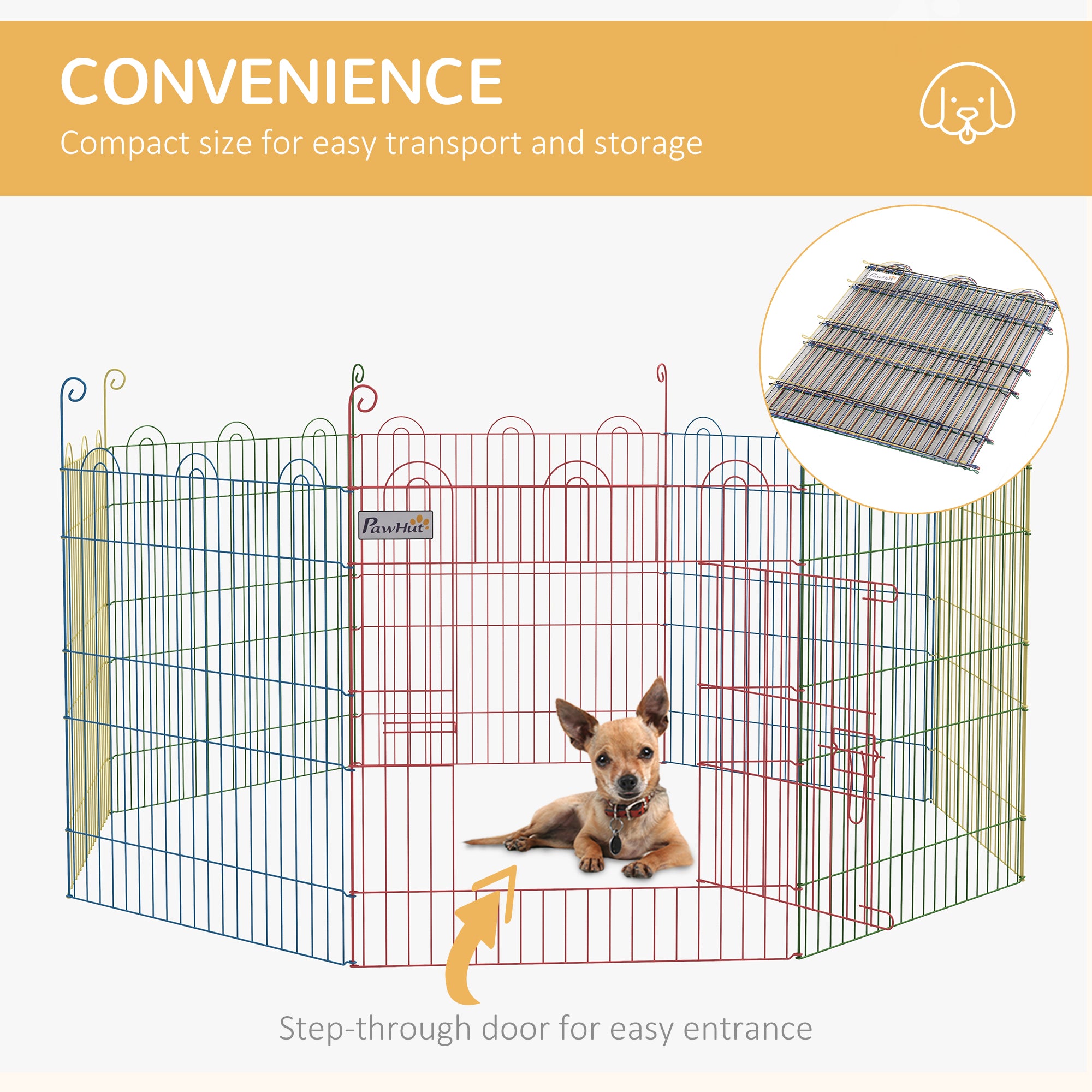 Pet Playpen, Puppy Pen Crate Kennel Exercise Fence W/ Door, Indoors and Outdoors