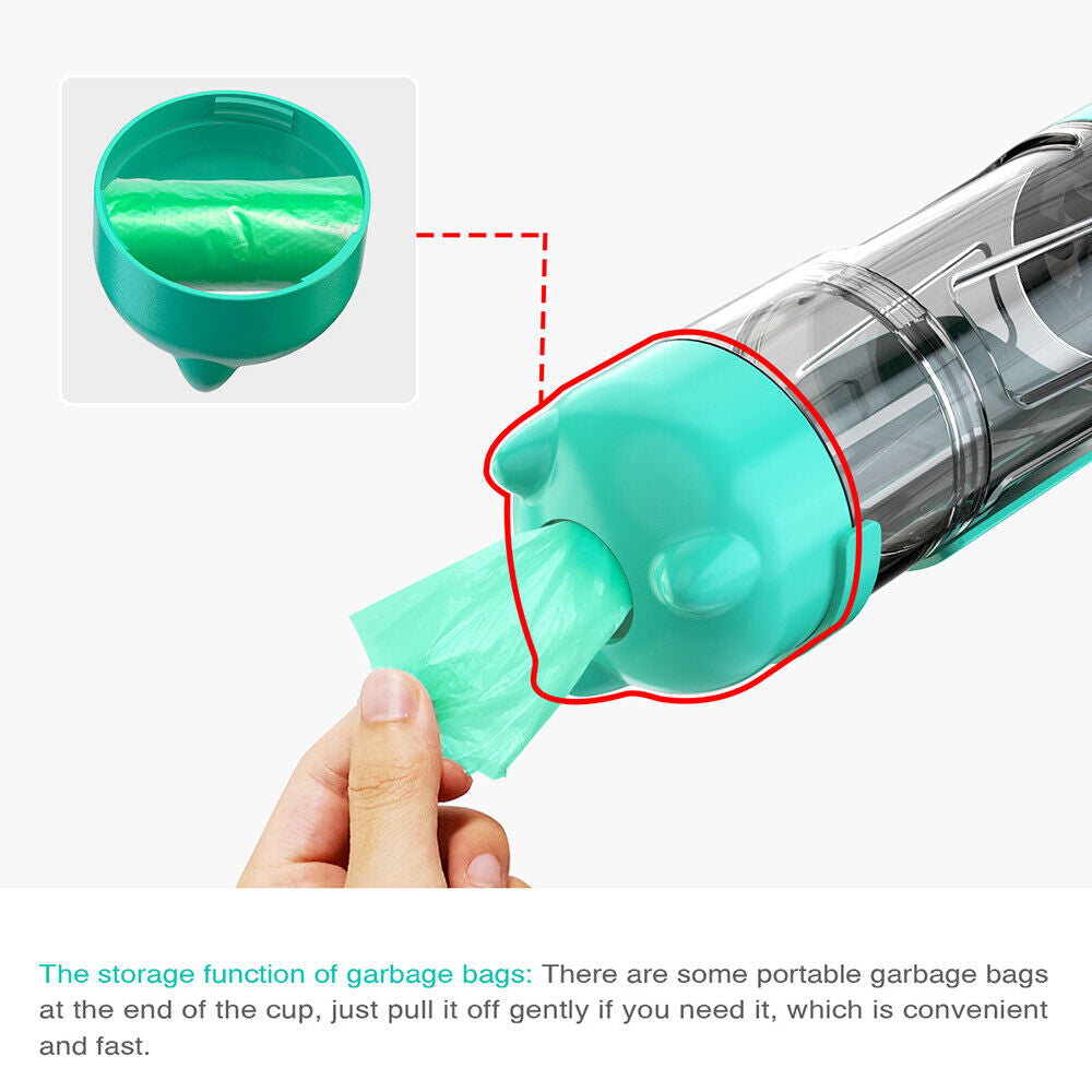 Pet Dog Water Bottle Travel Portable Drinking Water Dispenser with Poo Bags UK