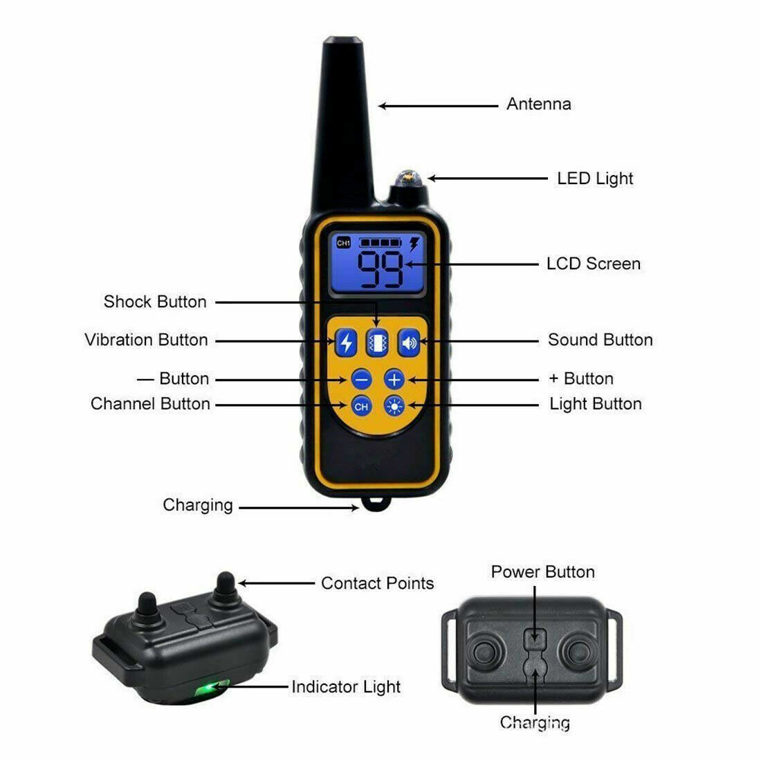 800M Electric Pet Dog Training E-Collar Anti-Bark Obedience Remote Control LCD