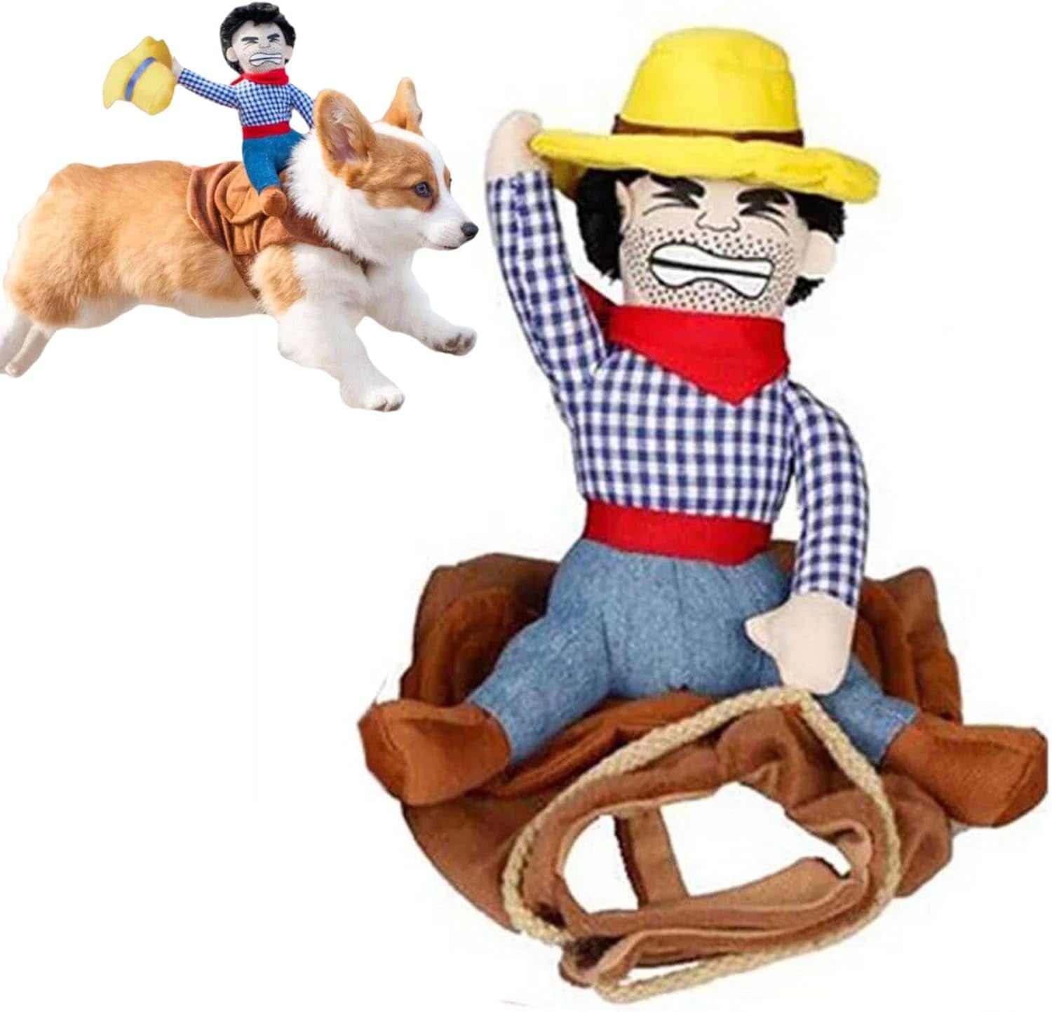 Cowboy Rider Dog Costume, Halloween Dog Costume, Funny Dog Christmas Costume, M, Cotton, Polyester, Size M