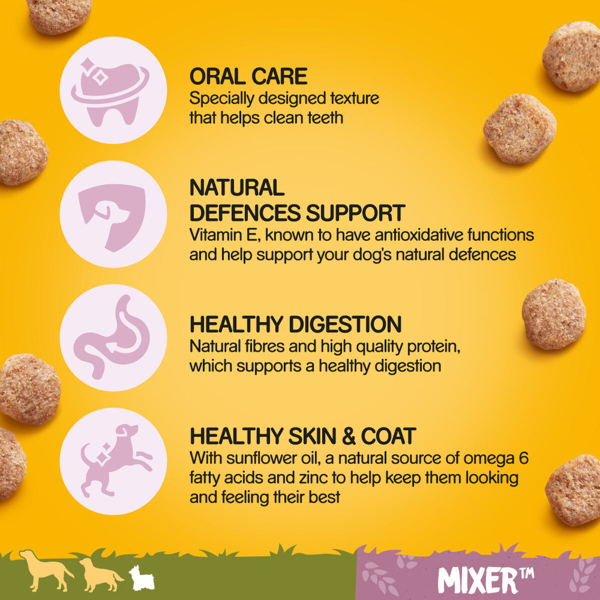 2KG PEDIGREE SMALL BITE MIXER X1 X2, X6 : Wholegrain Dry Dog Kibble Pet Food Mix