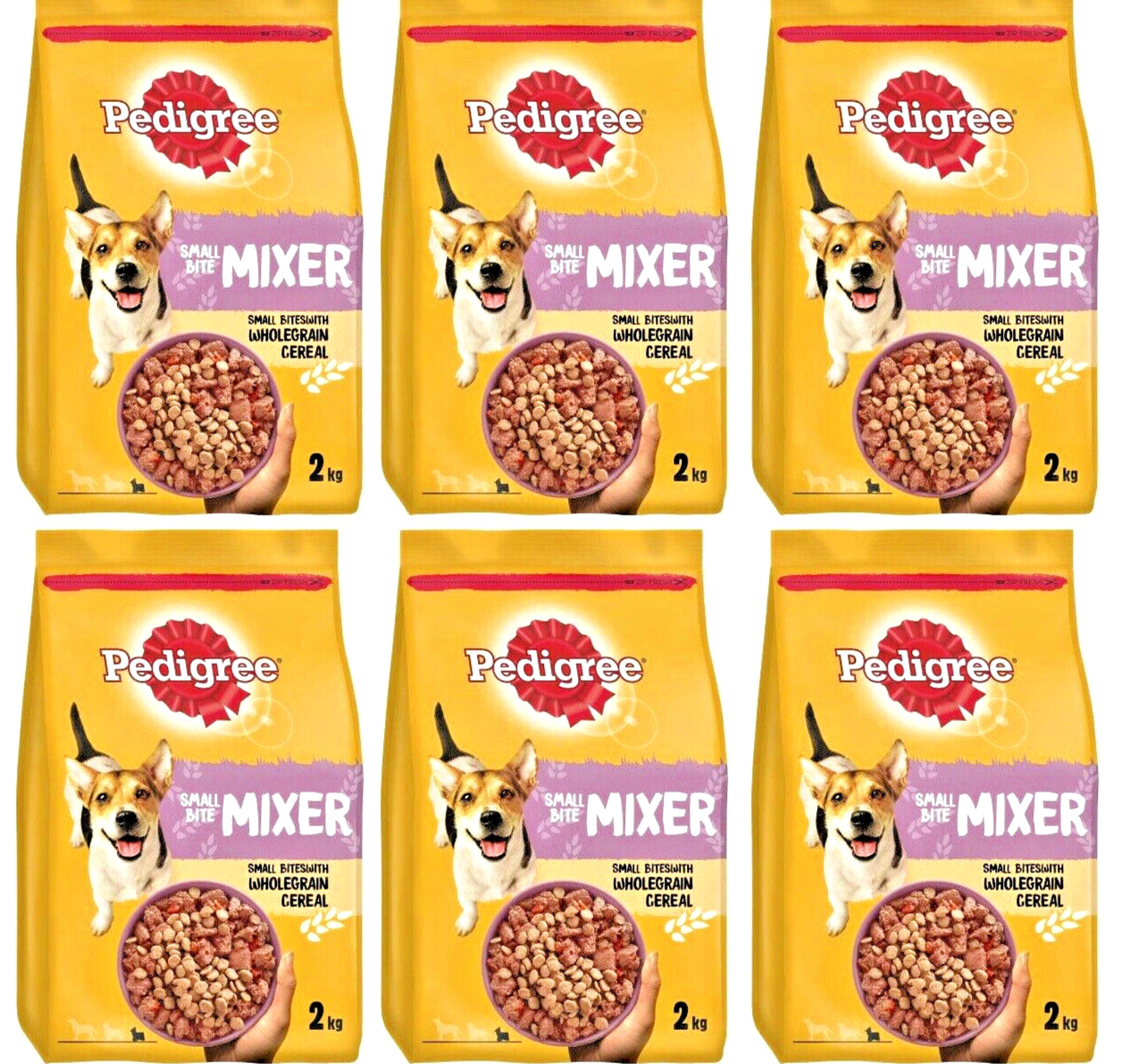 2KG PEDIGREE SMALL BITE MIXER X1 X2, X6 : Wholegrain Dry Dog Kibble Pet Food Mix