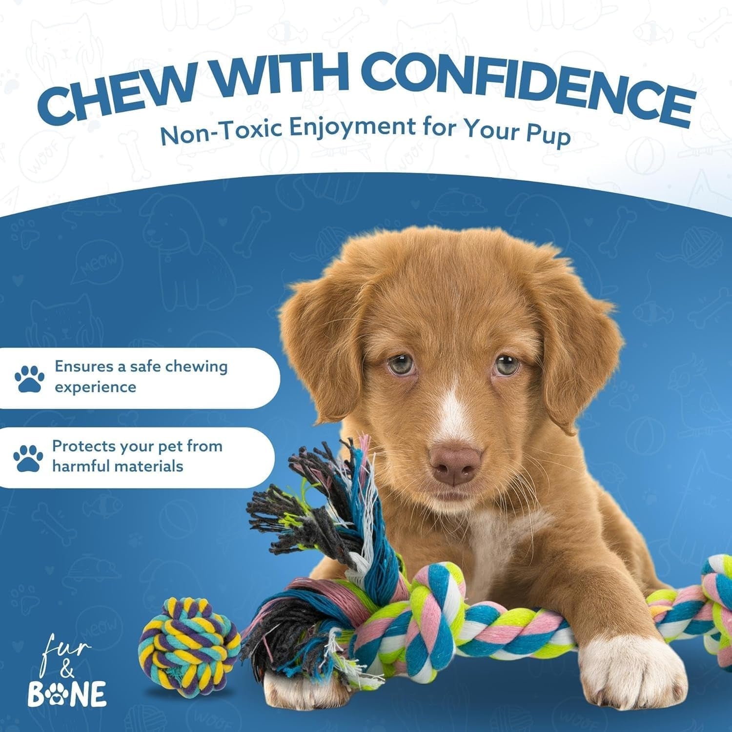 Dog Chew Toys (10-Pack) - Puppy Toys for Boredom - Indestructible Rope & Squeaky Teething Toys for Small & Medium Dogs