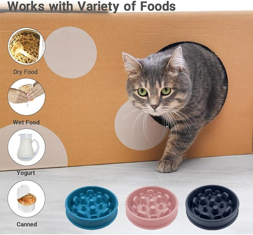 Silicone Slow Feeder Dog Cat Bowl, Interactive Puzzle Toy for Food Training, Blue Color, Prevents Overeating, Keeps Pets Busy, Ideal for Dogs and Cats