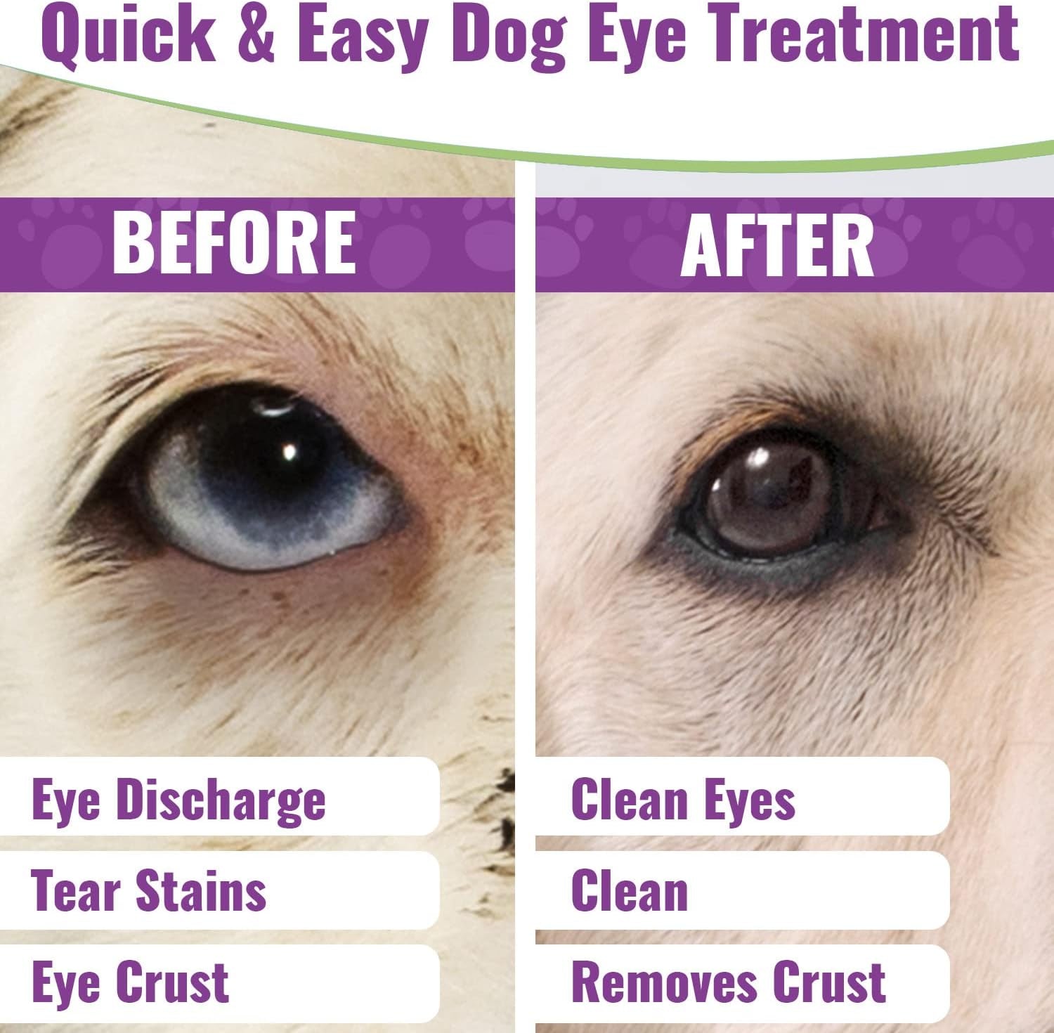 Dog Eye Cleaner Wipes - Remove Tear Stains, Gunk & Eye Discharge | Infused with Aloe Vera & Vitamin B5 | 120 Eye Cleaning Wipes for Easy Cleaning of Dogs, Cats & Pets Eyes | UK BRAND