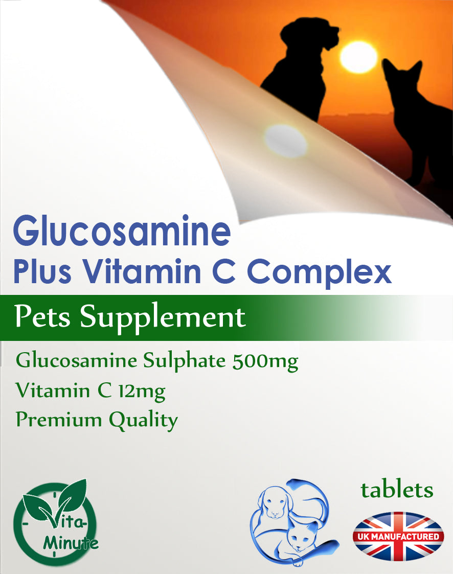 Pets Health - 60 Tablets - Glucosamine & Vitamin C Complex, Mobility Support, UK