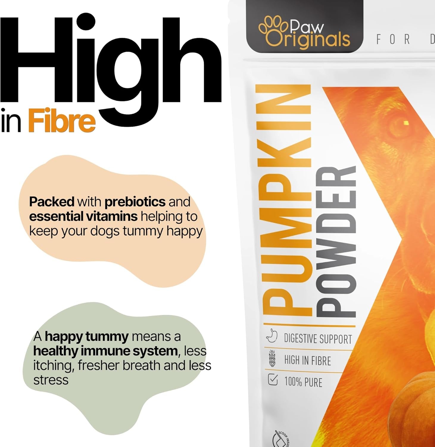 Pumpkin X by  – 100% Pure Pumpkin Powder for Dogs 250G | Natural Digestive Supplement & High Fibre Topper | Firm Stools, Gut Health, Anal Gland Support, Make into Puree