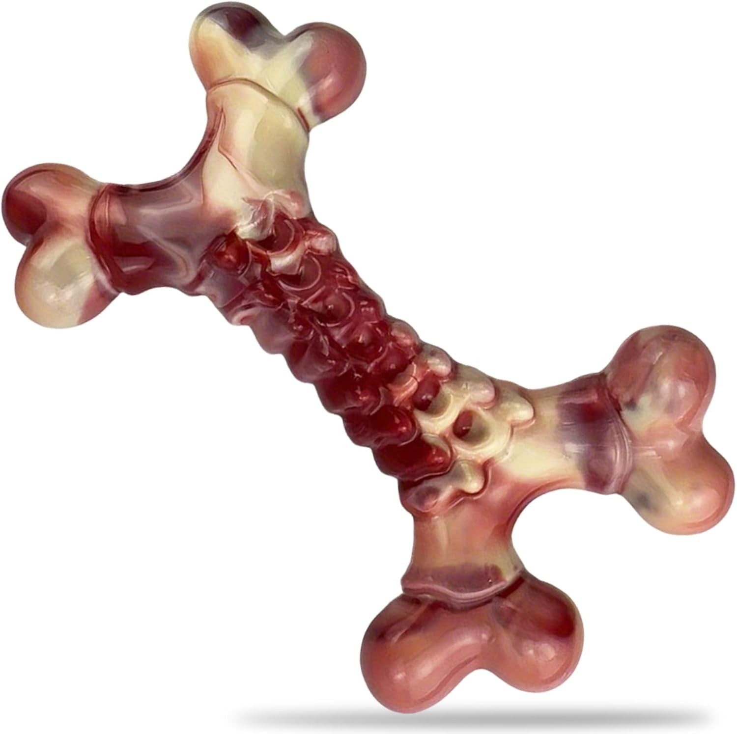 Dog Toys for Aggressive Chewers,Indestructible Dog Toy,Dog Chew Toys,Durable Chew Toy,Rice Bone Shape,Beef Flavor,Pork Belly Color