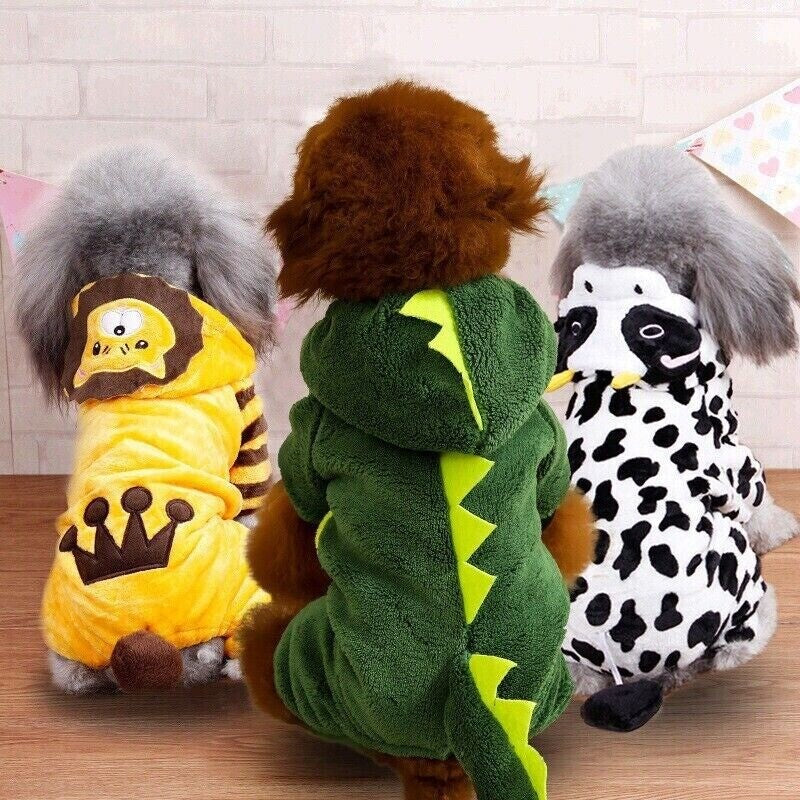 Pet Dog Soft Fleece Jumpsuit Small Dog Hoodies Puppy Warmer Coat Outfits Costume
