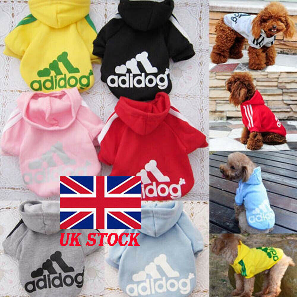 Pet Dog Clothes Winter Casual Adidog Warm Hoodie Coat Jacket Clothing XS~9XL UK