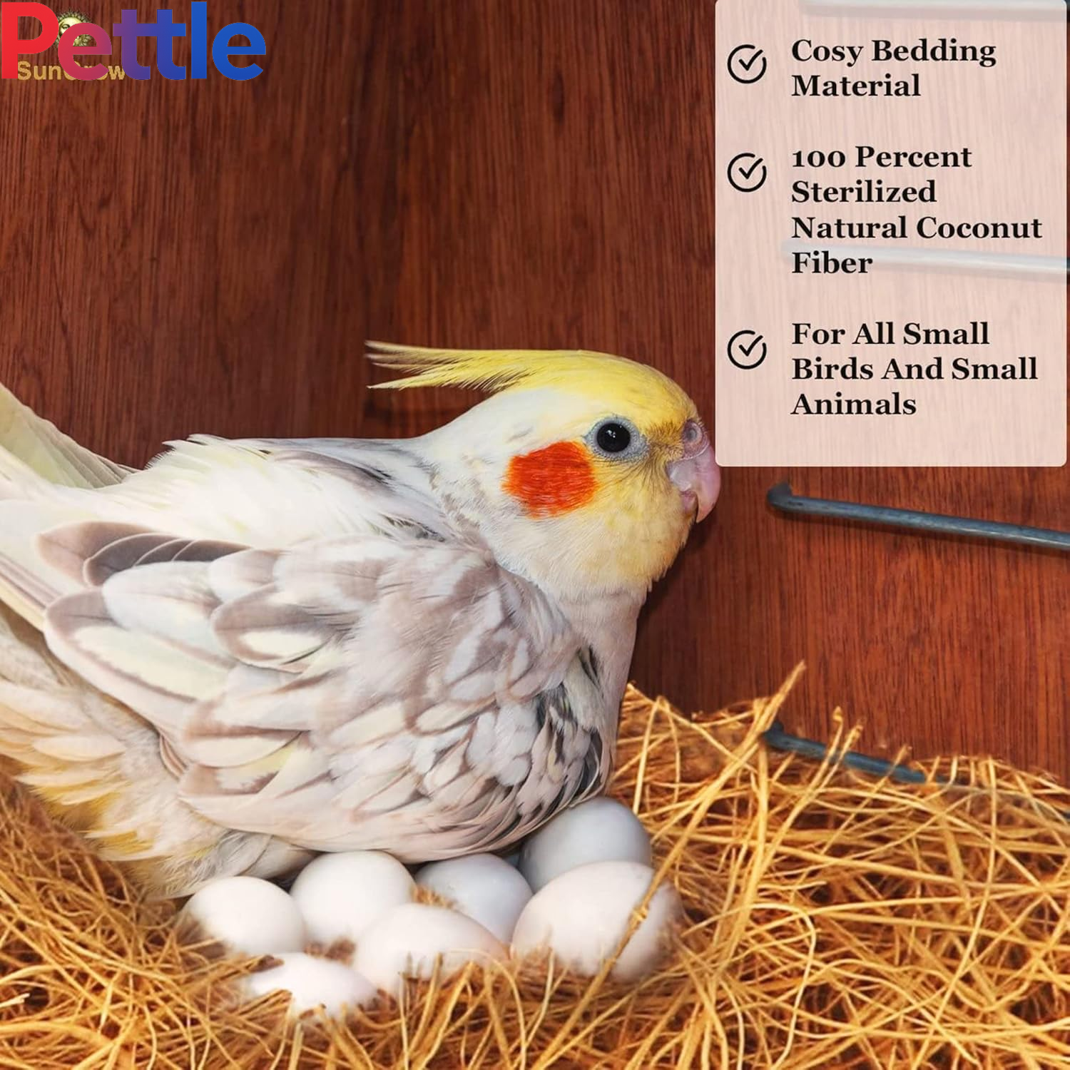 45G Finch Coconut Fiber, Loose Bedding Substrate for Birds Nest Cages, Nesting Material for Budgie Hummingbird Canary Parakeet