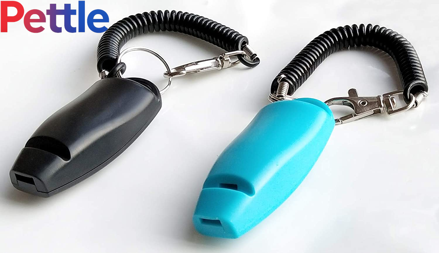Newnewstar Pet Training Clicker Whistle with Wrist Strap - Dog Training Clickers (Black + Blue)