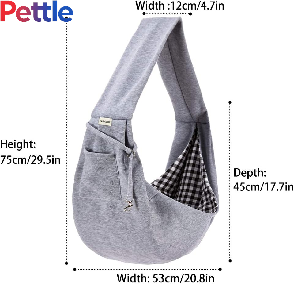 Small Pet Sling Carrier-Hands Free Reversible Pet Papoose Bag Tote Bag with a Pocket Safety Belt Dog Cat for Outdoor Travel (Charcoal Gray)