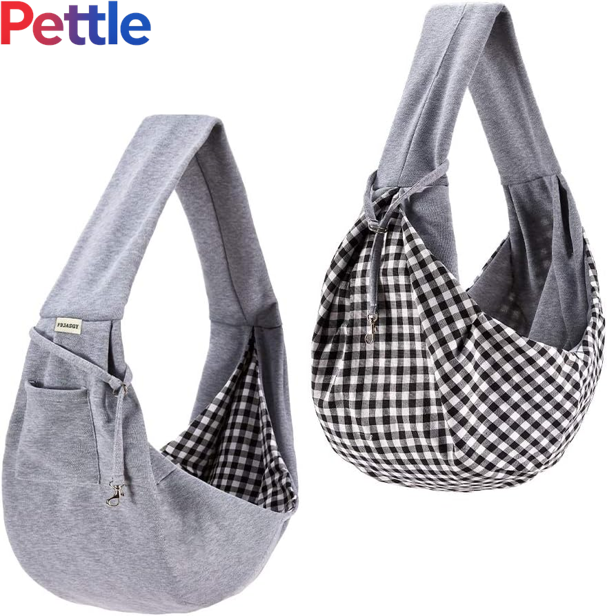 Small Pet Sling Carrier-Hands Free Reversible Pet Papoose Bag Tote Bag with a Pocket Safety Belt Dog Cat for Outdoor Travel (Charcoal Gray)