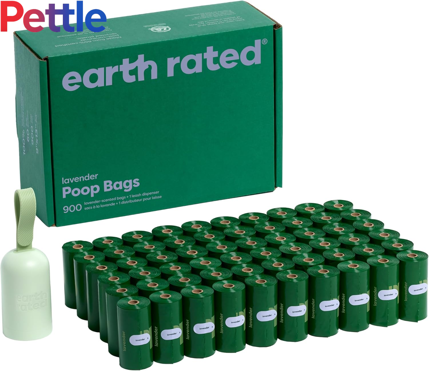 Dog Poo Bag Holder with Dog Poo Bags Rolls, Durable and Guaranteed Leakproof, Lavender Scented, 1 Dispenser and 900 Bags