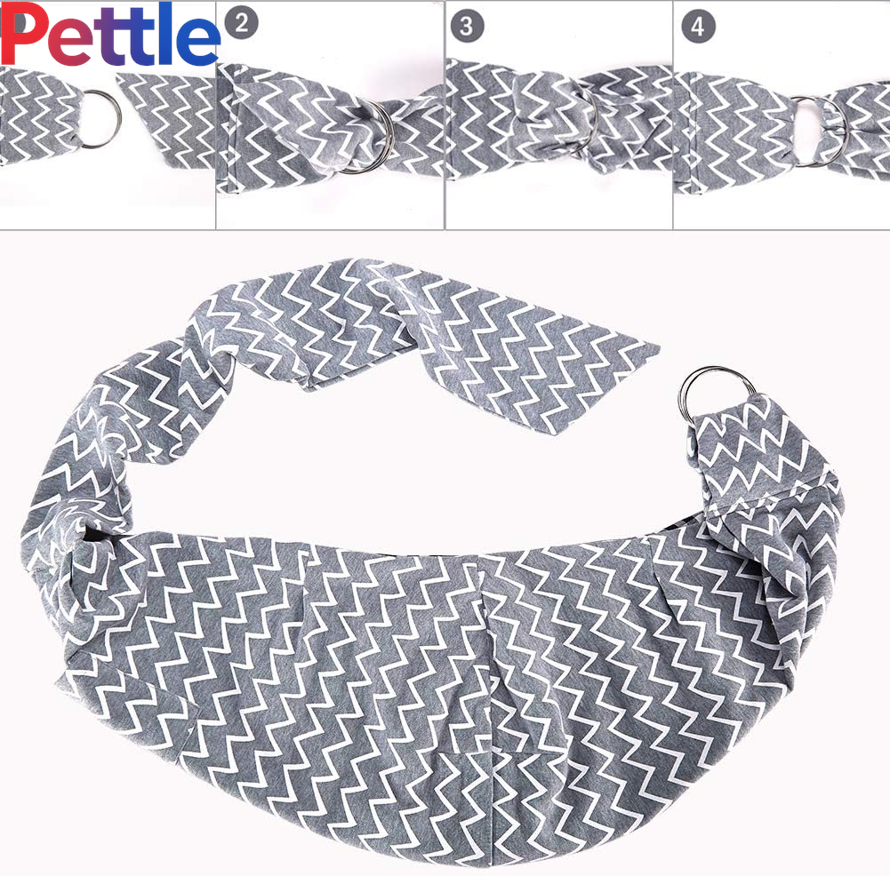 Small Pet Sling Carrier-Hands Free Reversible Pet Papoose Bag Tote Bag with a Pocket Safety Belt Dog Cat for Outdoor Travel Grey Stripe