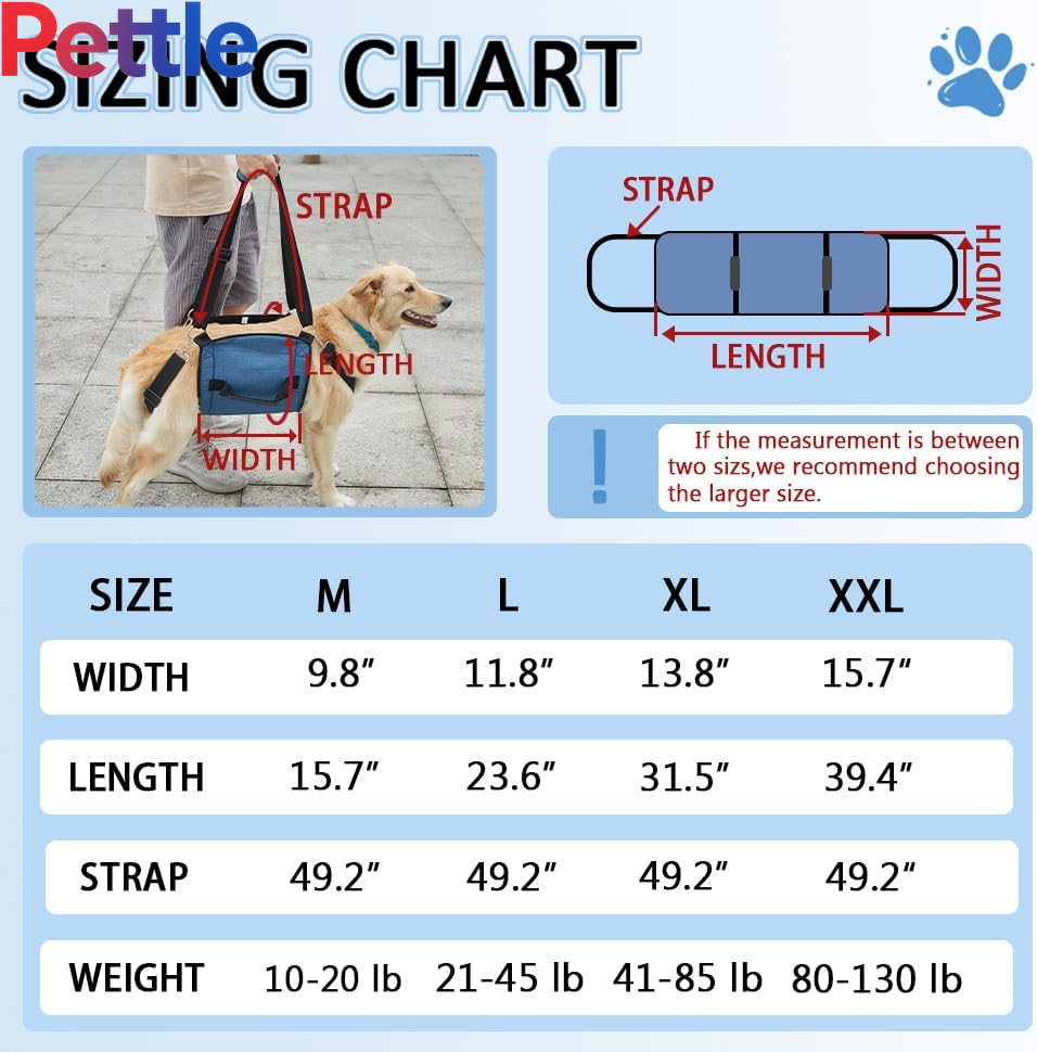 Dog Carry Sling, Emergency Backpack Pet Legs Support & Rehabilitation Dog Lift Harness for Nail Trimming, Dog Carrier for Senior Dogs Joint Injuries, Arthritis, up and down Stairs(2Xl, Blue)