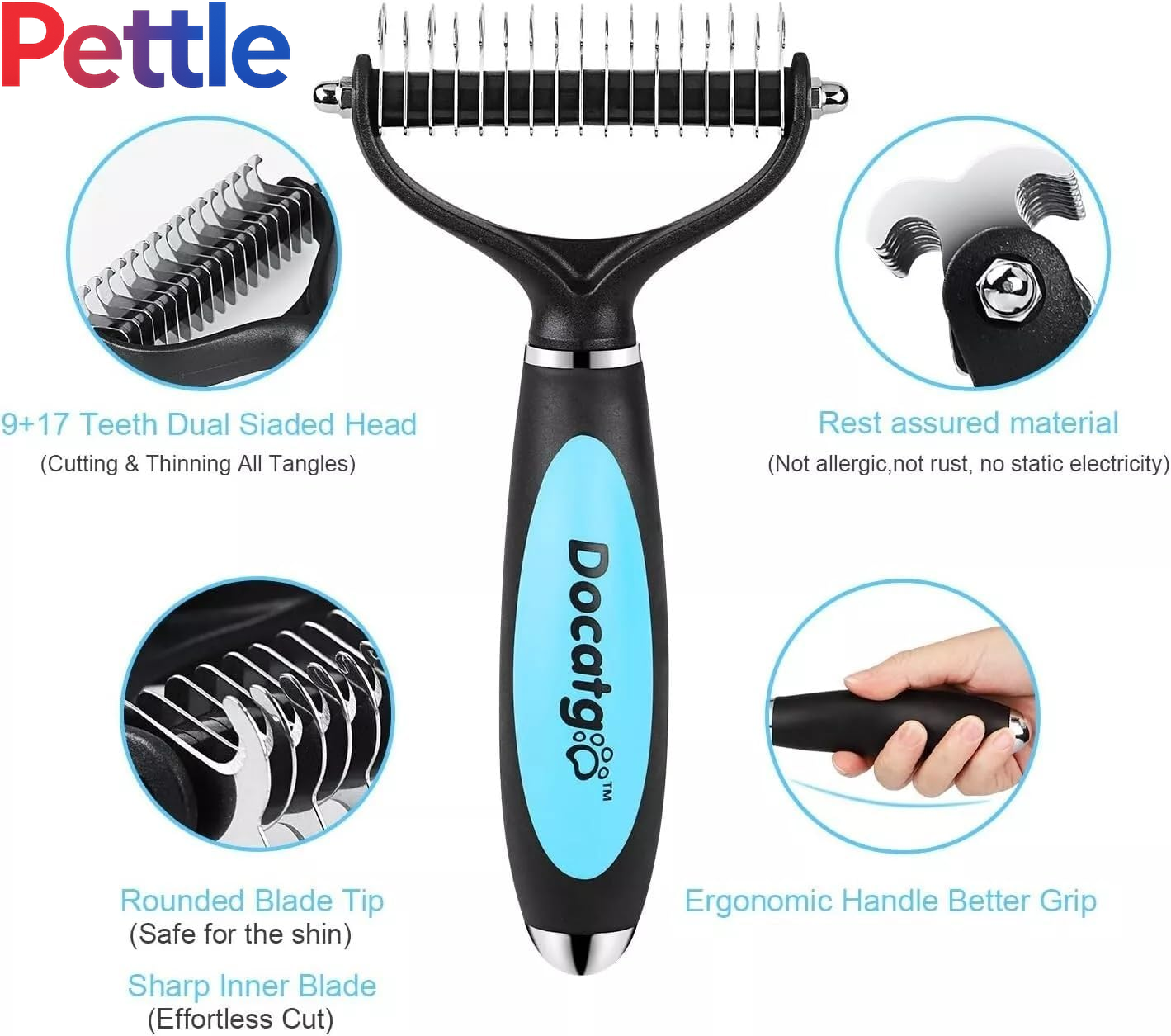  Dematting Rakes Double-Side Brush 