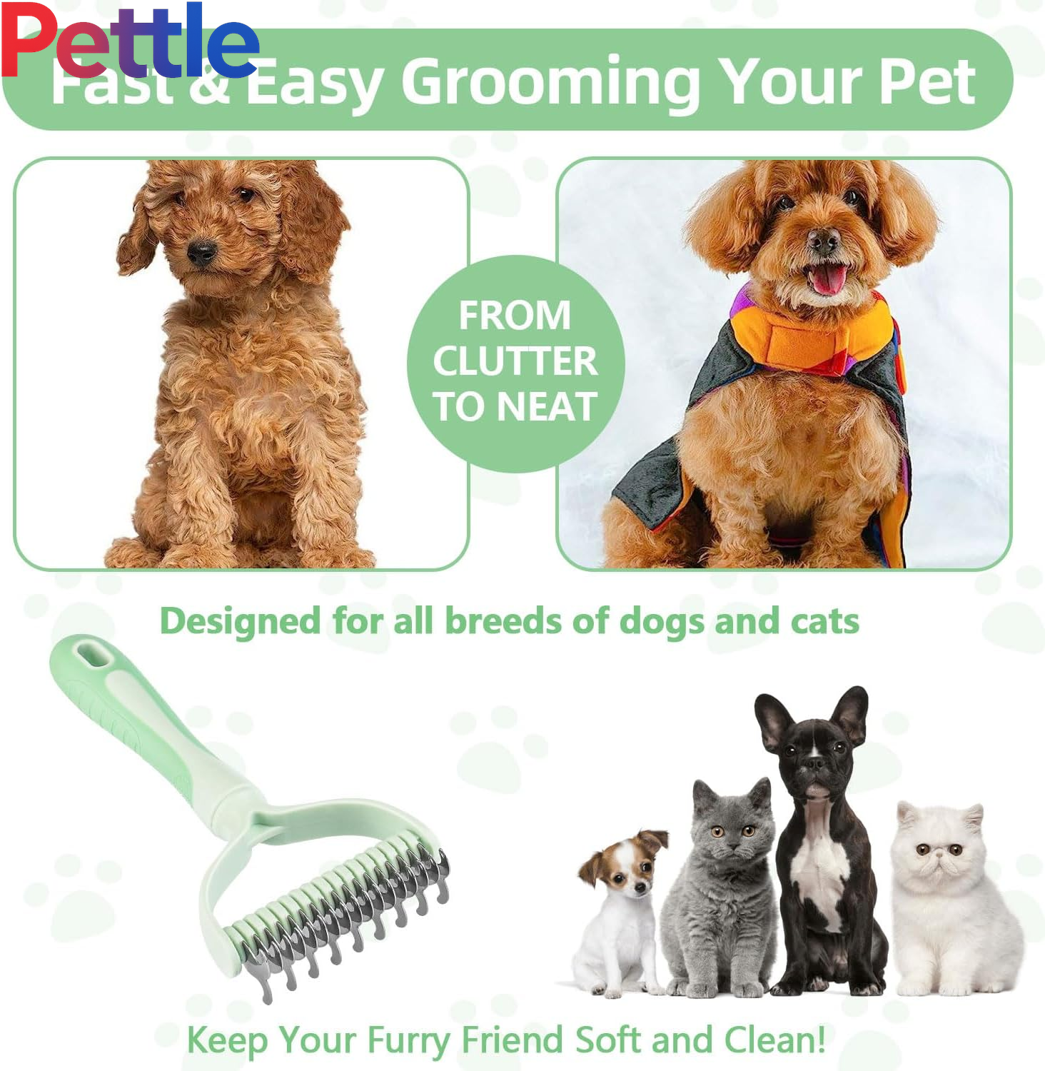 Dematting Comb  Double Sided Pet Grooming Brush